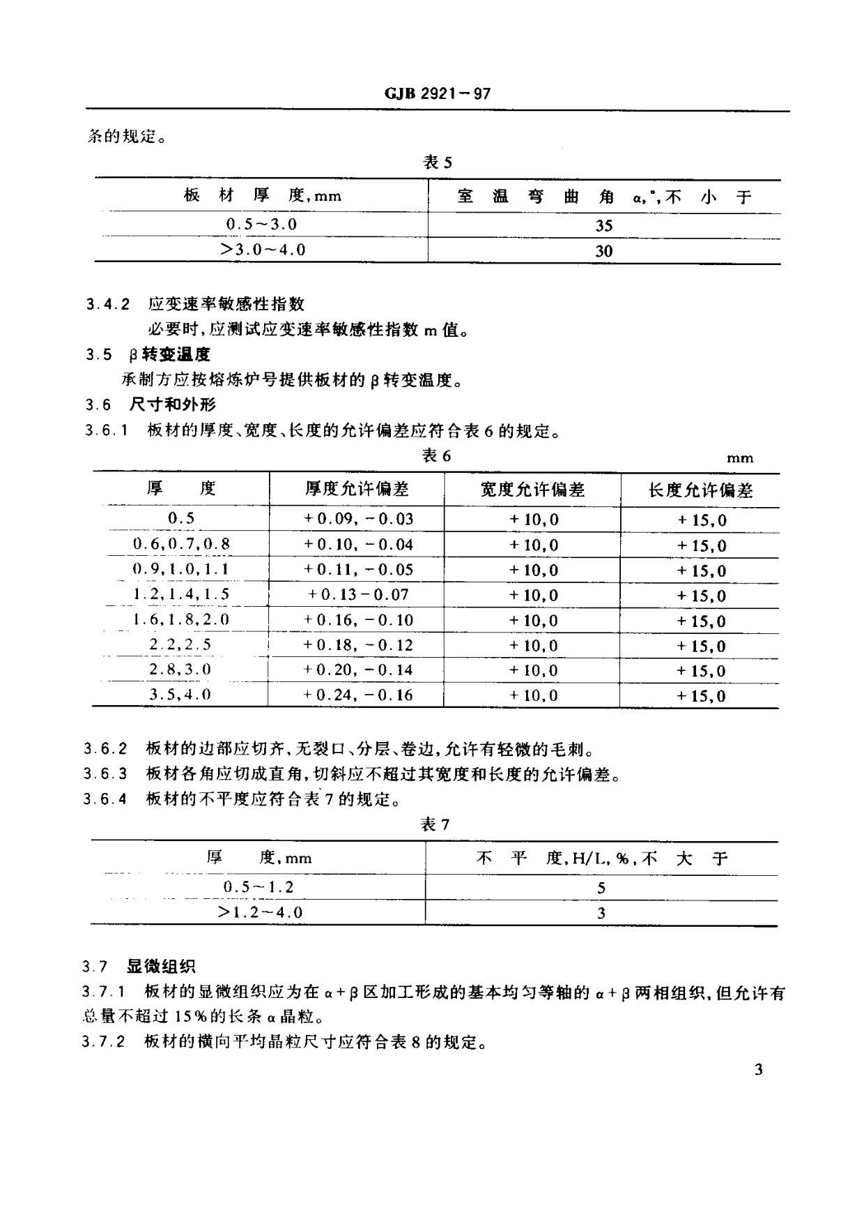 超塑成形用TC4鈦合金板材國軍標規范 GJB 2921-97